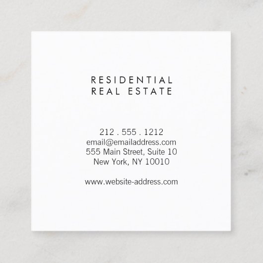 黒モダンのホームフェイクロゴ金ゴールド スクエア名刺 (裏面)