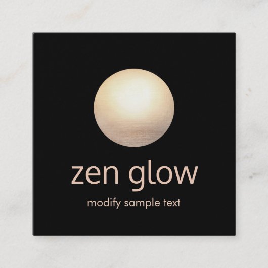 黒モダンのミニマル金ゴールド円 スクエア名刺 (正面)