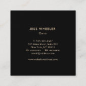 黒モダンのミニマル金ゴールド円 スクエア名刺 (裏面)