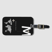 黒モダンのモノグラム ラゲッジタグ (正面横)