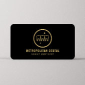 黒モダンの歯科フェイク歯金ゴールドロゴ 名刺