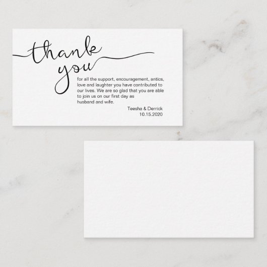 黒モダンの田結婚舎フォント エンクロージャーカード (正面/裏面)