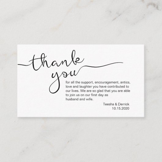 黒モダンの田結婚舎フォント エンクロージャーカード (正面)