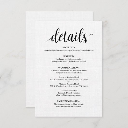 黒モダンの素朴詳細・エンクロー結婚ジャ エンクロージャーカード (正面/裏面)