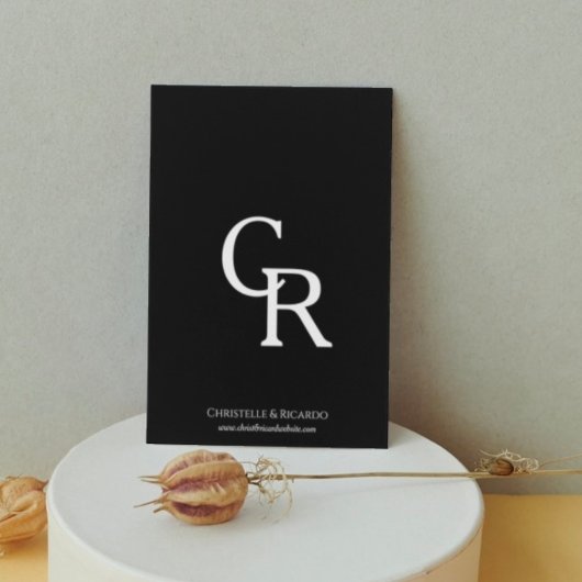 黒モダンの結婚モノグラムの日付を保存 セーブザデート