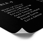 黒モダンの結婚座席表のゲスト名 ポスター (角)