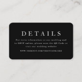 黒モダンの結婚詳細Qrコード エンクロージャーカード (正面)