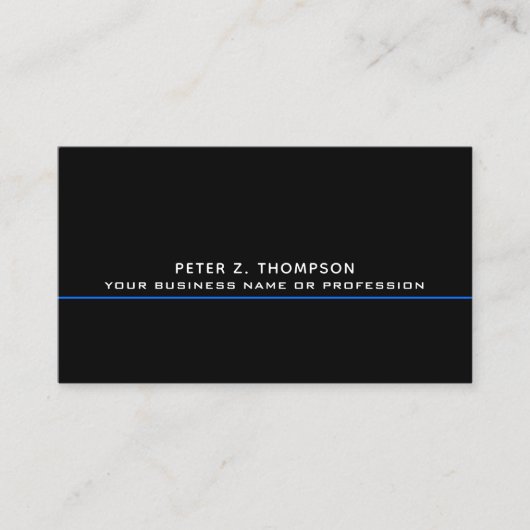 黒モダンの薄い青い線を持つ名刺 名刺 (正面)