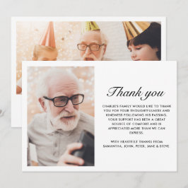 黒モダンの2写真のスクリプエレガントト葬儀 サンキューカード