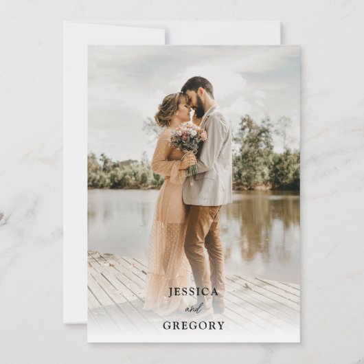 黒モダンはっきりしたと白のスクリプ結婚ト セーブザデート (裏面)