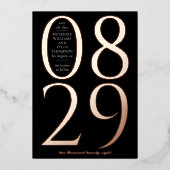 黒モダンはっきりしたの大きな日付日付を保存 箔招待状 (正面)