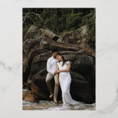 黒モダンはっきりしたの大きな日付日付を保存 箔招待状 (裏面)