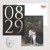 黒モダンはっきりしたの大きな日付日付を保存 箔招待状