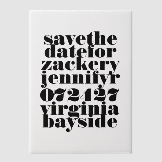 黒モダンはっきりしたのScripti日付を保存 ベラム紙招待状 (正面)