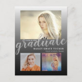 黒モダンはっきりしたグラデーション卒卒業 ポストカード (正面)