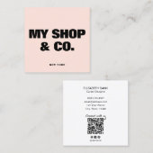 黒モダンはっきりしたタイポグラフィQRコード スクエア名刺 (正面/裏面)