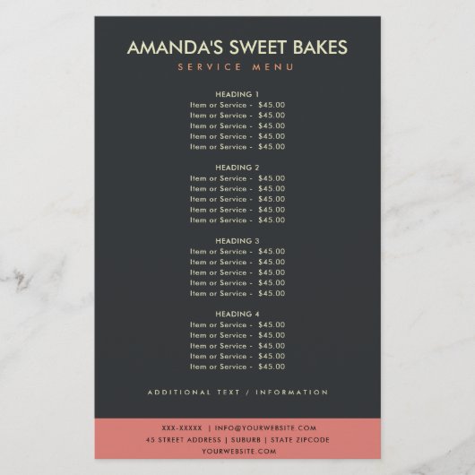 黒モダンはっきりしたピンク写真価格サービス チラシ (正面)