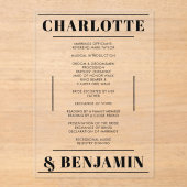 黒モダンはっきりしたミニマル結婚式 プログラム (正面)