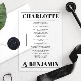 黒モダンはっきりしたミニマル結婚式 プログラム