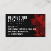 黒モダンはっきりした文字暗赤色ヴィンテージ花模様 名刺 (裏面)