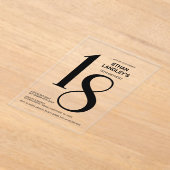 黒モダンはっきりした文字18th誕生日パーティー アクリル招待状 (レイダウン)