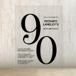 黒モダンはっきりした文字90th誕生日パーティー アクリル招待状<br><div class="desc">招待状この黒い文字のアクリル90歳のバースデモダンィーパーティーの招待であなたの友人や愛する人々。この招待テンプレートのカスタマイズ可能な文字領域を使用すると、日付、時刻、会場、RSVP情報など、特別な誕生祝いに必要なすべての詳細を簡単に含めることができます。</div>