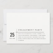 黒モダンはっきりした白タイポグラフィ婚約 招待状 (正面)