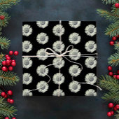 黒モダンはっきりした白デイジー型スタイリッシュ ラッピングペーパー