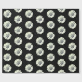 黒モダンはっきりした白デイジー型スタイリッシュ ラッピングペーパー (フラット)