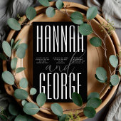 黒モダンはっきりした白QRコードユニーク結婚s 招待状