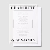 黒モダンはっきりした結婚式 プログラムVellumカード ベラム紙招待状 (オフセット)