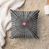 黒モダンはっきりした色とピンク色のハートユニーク スタイリッシュ カッコいい クッション (ブランケット)