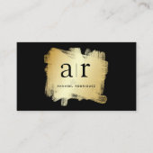 黒モダンはっきりした金ゴールドブラシQRコード名刺 名刺 (正面)