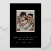 黒モダンはっきりした&バラ金ゴールドフレーム日付を保存 箔招待状 (裏面)