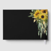 黒モダンひまわり結婚の金ゴールド ゲストブック (裏面)