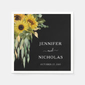 黒モダンひまわり結婚の スタンダードカクテルナプキン (正面)