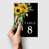 黒モダンひまわり結婚の テーブルナンバー