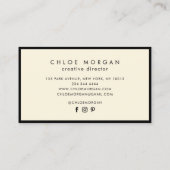 黒モダンアイボリースクリプト署名モノグラム 名刺 (裏面)