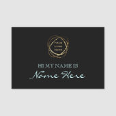 黒モダンアクアエレガント追加ビジネスロゴ 名札 (正面)