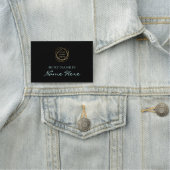 黒モダンアクアエレガント追加ビジネスロゴ 名札 (インサイチュ)