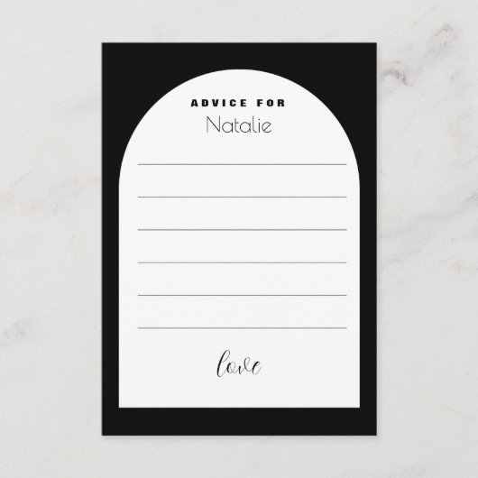 黒モダンアーチエレガントフォント エンクロージャーカード (正面)