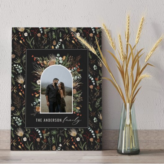 黒モダンアーチ写真水彩植物色の装飾 キャンバスプリント