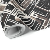 黒モダンアールデコのパパ ラッピングペーパー (ロールコーナー)