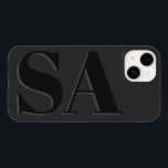 黒モダンイニシャルミニマルコンテンポラリー Case-Mate iPhone 14ケース<br><div class="desc">黒モダンイニシャルモノグミニマルラムの電コンテンポラリー話ケースデザイン。</div>