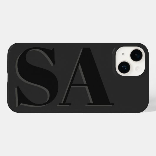 黒モダンイニシャルミニマルコンテンポラリー Case-Mate iPhoneケース (裏面 (横))