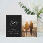 黒モダンイニシャル写真結婚の感謝 (スタンド正面)