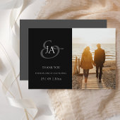 黒モダンイニシャル写真結婚の感謝