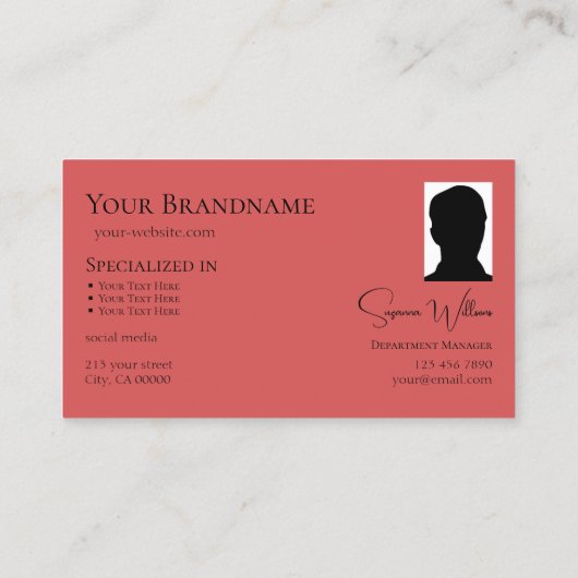 黒モダンインディアンレッドとモノグラムと写真 名刺 (裏面)