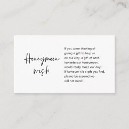 黒モダンエレガンスカジュアルフォント、ハネムーンウィッシュ エンクロージャーカード