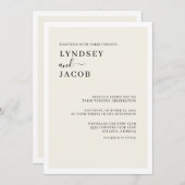 黒モダンエレガントとクリー結婚ム 招待状 (正面/裏面)